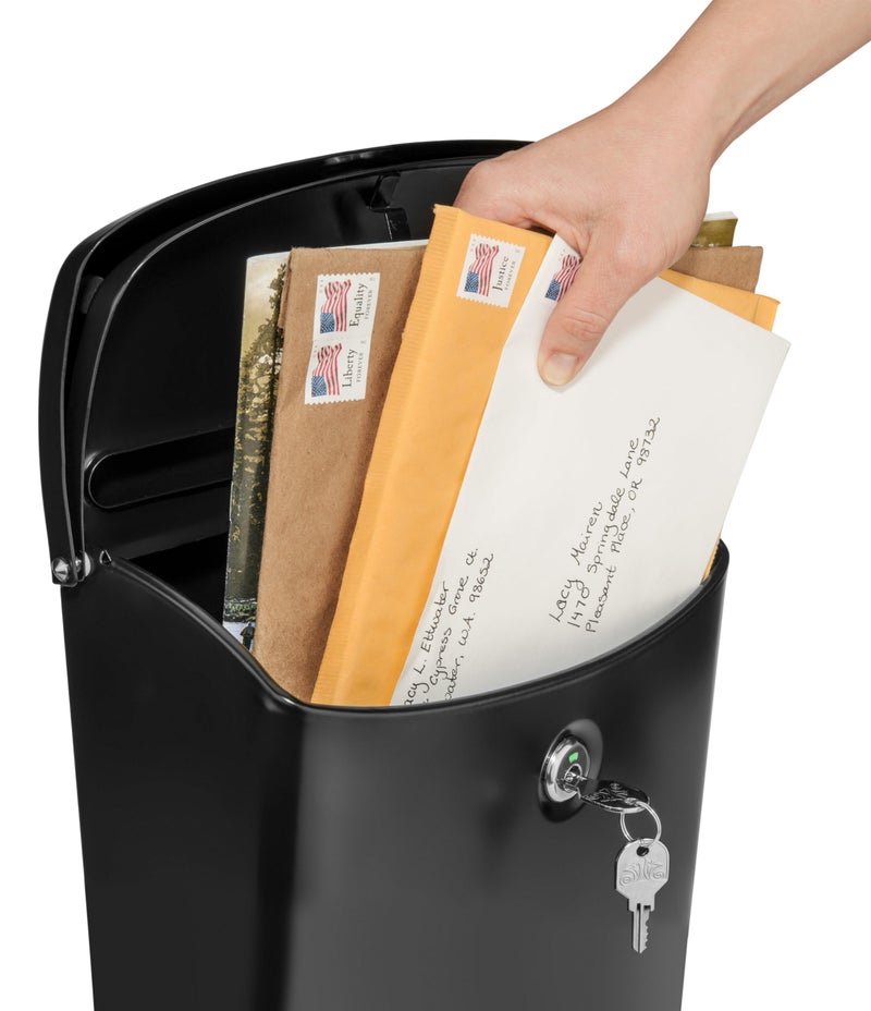 Architectural Mailboxes Parksideâ„¢ Locking, Vertical Wall-Mounted Mailbox for Outside, Metal Galvanized Steel Medium Mail Box with Lock and Key Drop Box, Black - Image 3